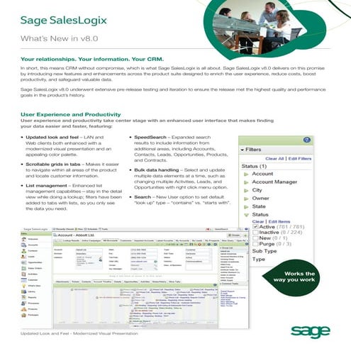Sage SalesLogix 8 What´s new Datasheet