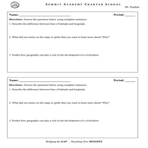 Sm 1.3 exit ticket geography prediction