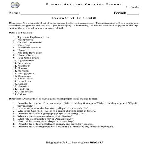 Sm 1.18 unit test review sheet