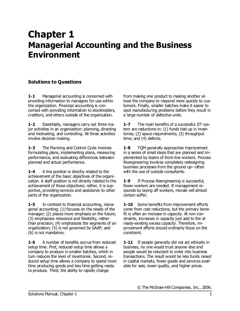 Management accounting assignment mcgraw hill
