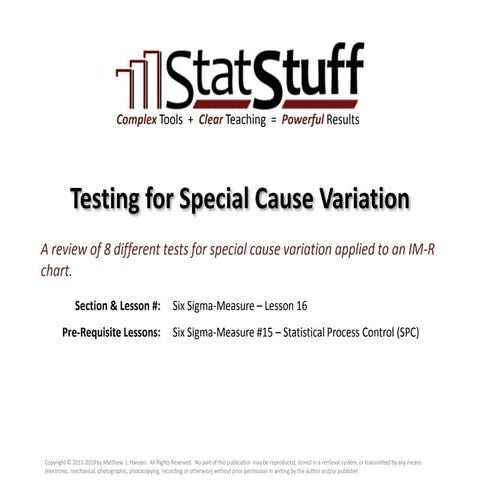 Testing for Special Cause Variation