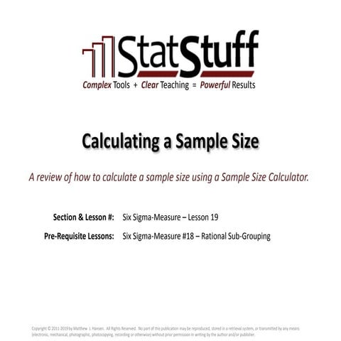 Calculating a Sample Size
