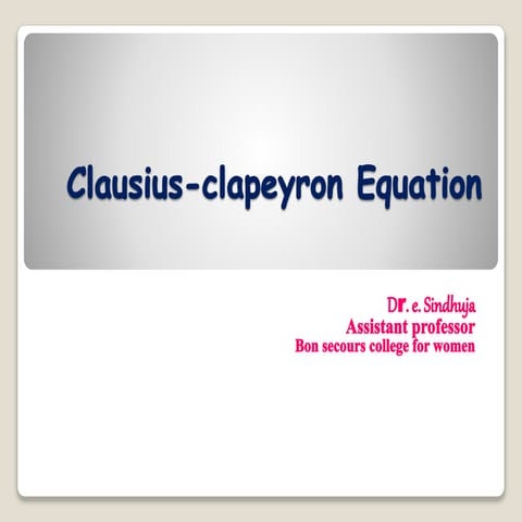 Clausius-clapeyron Equation