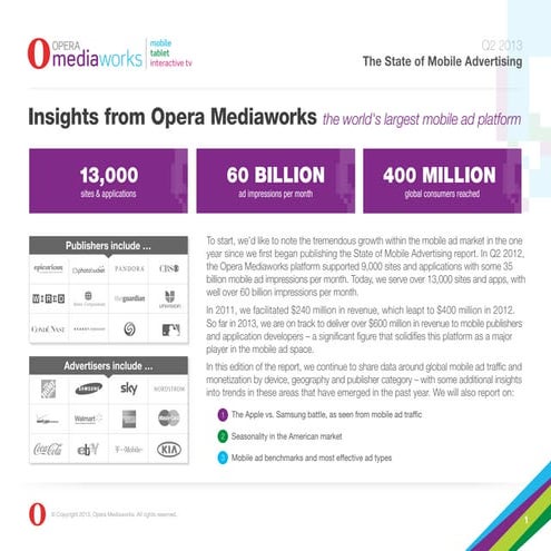 State of Mobile Advertising — Insights from Opera Mediaworks from Q2 2013