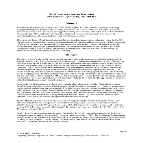 SMAC and Innovation Transformation 