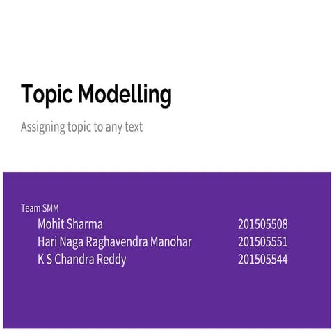 Smai Project: Topic Modelling
