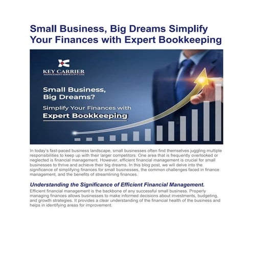 Small Business, Big Dreams Simplify Your Finances with Expert Bookkeeping
