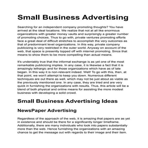 Small Business Advertising