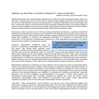 Tighten up the Ship or Build an Air...