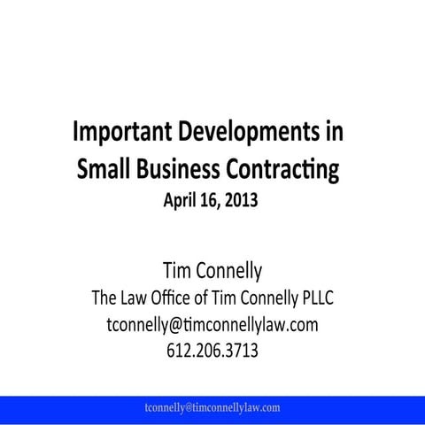 Small business developments  tim connelly 4-16-13