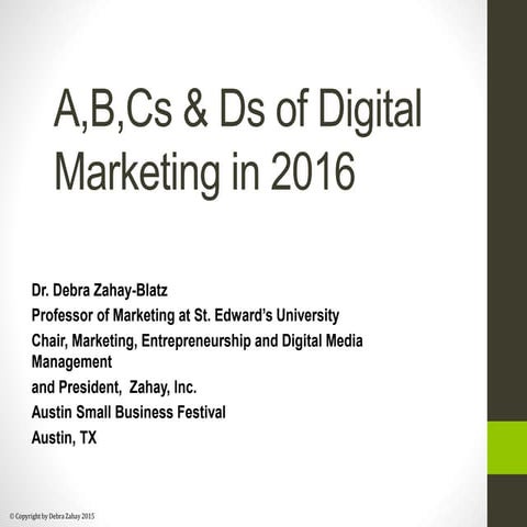 Digital Marketing Trends  2016 Small Business Festival
