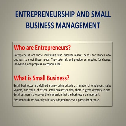 Small business management