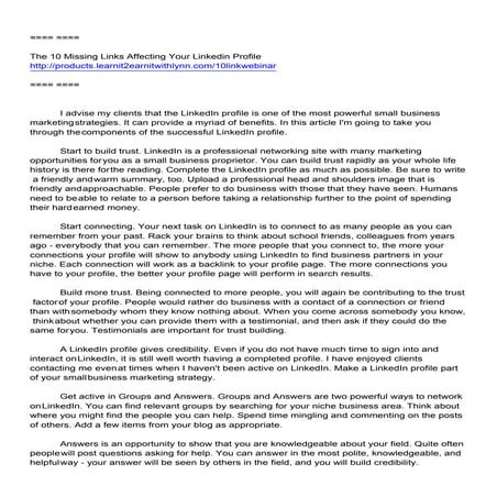 Small Business Marketing Strategies Successful Linkedin Profiles