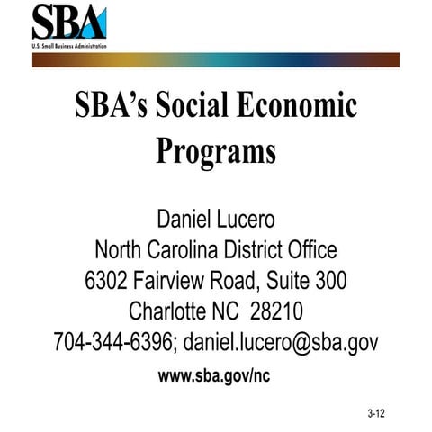 Small Business Programs in Federal Proc, SBA