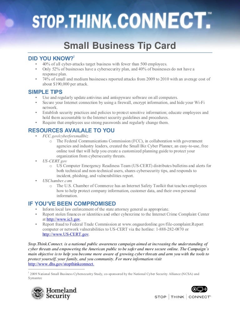 Small Business Tip Card