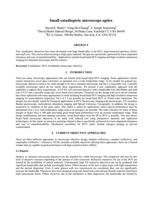 Small catadioptric microscope optics   2003