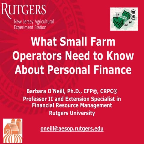 Small farm conference what sf operators need to know about personal finance