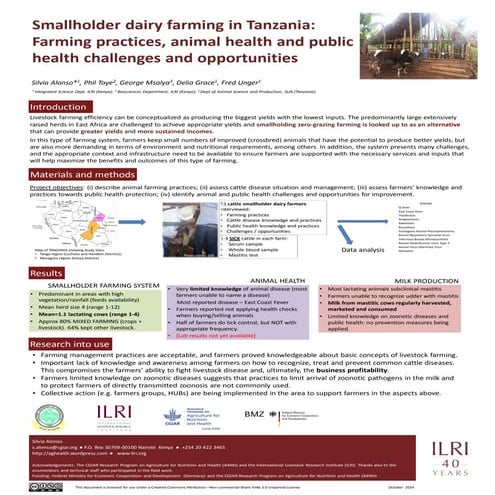 Smallholder dairy farming in Tanzania: Farming practices, animal health and p...