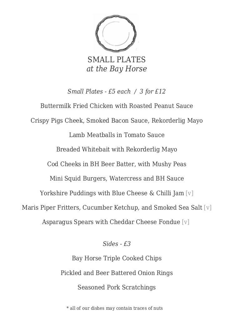 Small plates menu