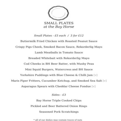 Small plates menu