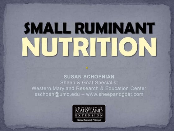Small Ruminant Nutrition