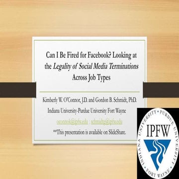 Can I Be Fired for Facebook? Looking at the Legality of Social Media Terminations Across Job Types