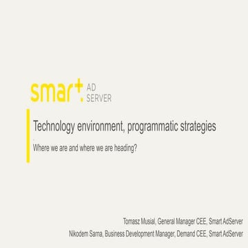 Technology environment, programmatic strategies – where we are and where are ...