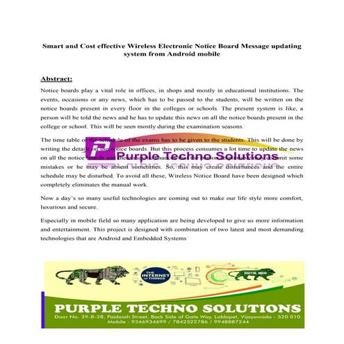 Smart and cost effective wireless electronic notice board message updating sy...