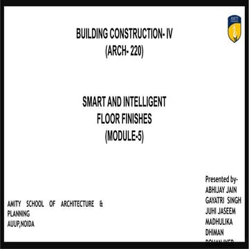SMART AND INTELLIGENT FLOOR FINISHES