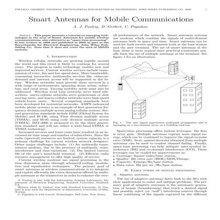 Smart antennas for mobile communications