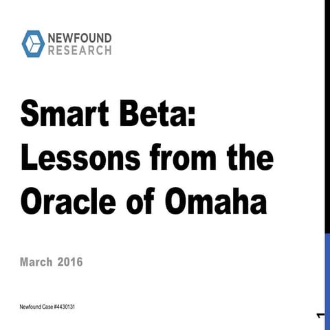 Smart Beta - Lessons from the Oracle of Omaha