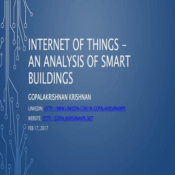 Internet of Things - An Analysis of Smart Buildings