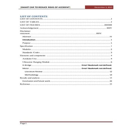 Smart car to reduce risk of accident