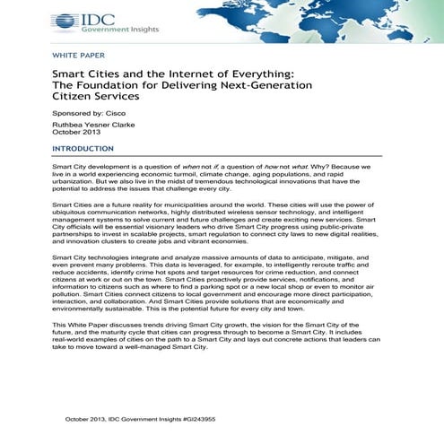 Smart cities and the Internet of Things