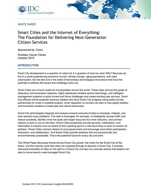 Smart cities and the Internet of Things