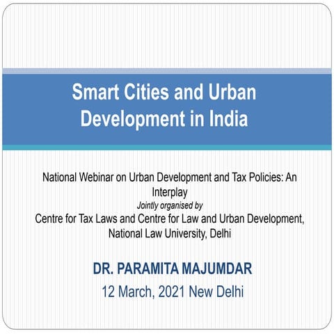 Smart cities and Urban Development in india