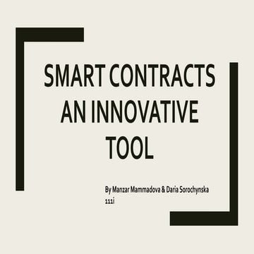 Smart contracts an innovative tool