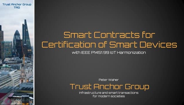 Smart contracts for certification of smart devices
