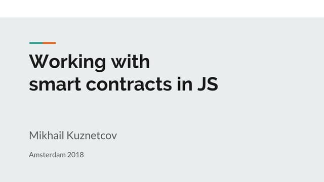 Working with Smart contracts in Javascript