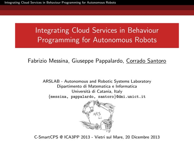 Integrating Cloud Services in Behaviour  Programming for Autonomous Robots