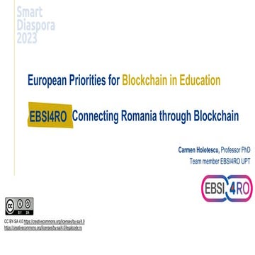 European Priorities for Blockchain in Education. EBSI4RO: Connecting Romania ...