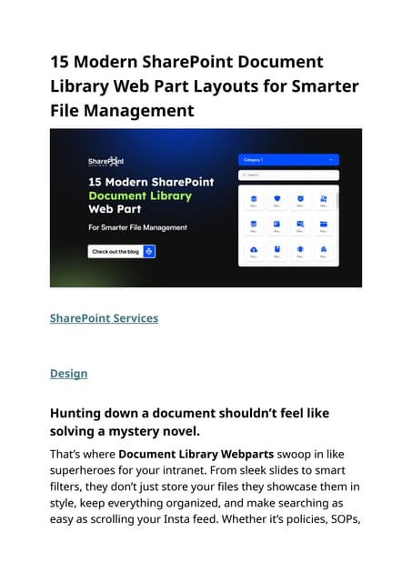 15 Modern SharePoint Document Library Web Part Layouts for Smarter File Management