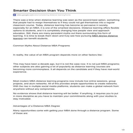 Considering Distance Learning For an MBA: Smarter Decision than You Think