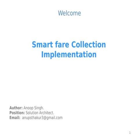 Smart Fare Collection System Implementaion and Architecture | PDF