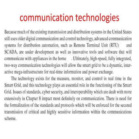 communication technologies and power system automation