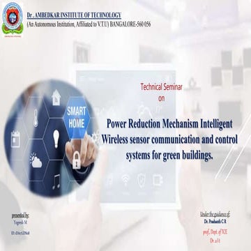 Home Automation/Smart Home/Power Reduction Mechanism