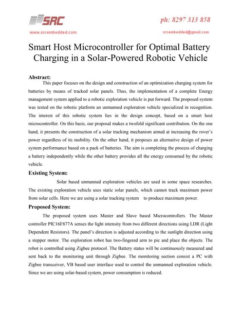 Smart host microcontroller for optimal battery charging in a solar ...