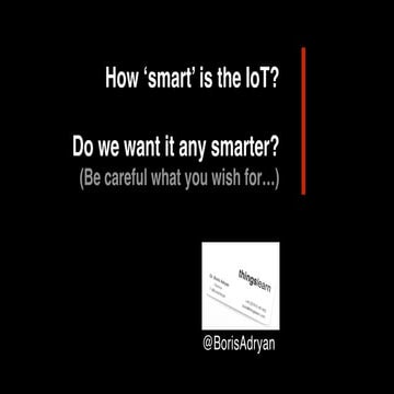 Smart IoT London, 13th April 2016