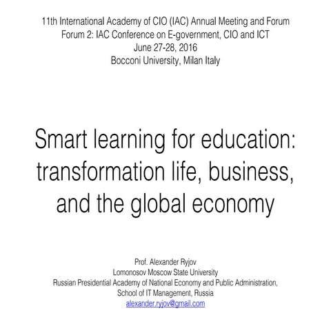 Smart learning for education: transformation life, business, and the global economy
