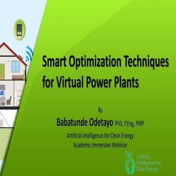 Smart optimization techniques for virtual power plants 